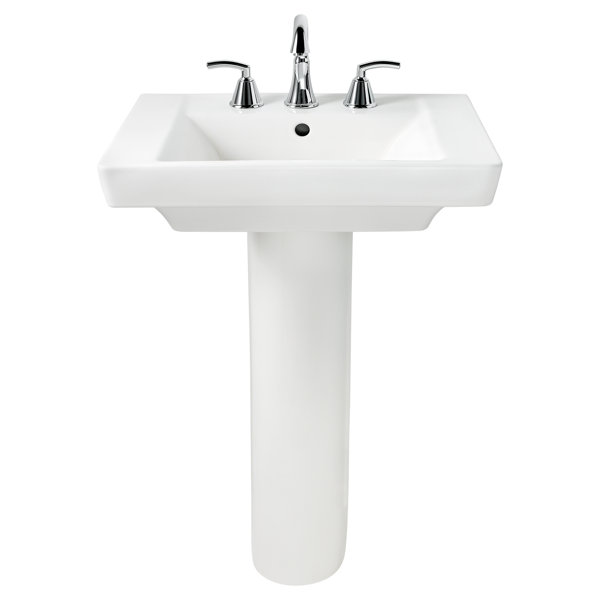 American Standard Boulevard White Vitreous China Rectangular Pedestal Bathroom Sink with
